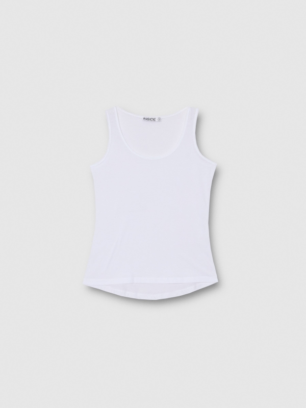  Camiseta básica sin mangas blanco vista frontal