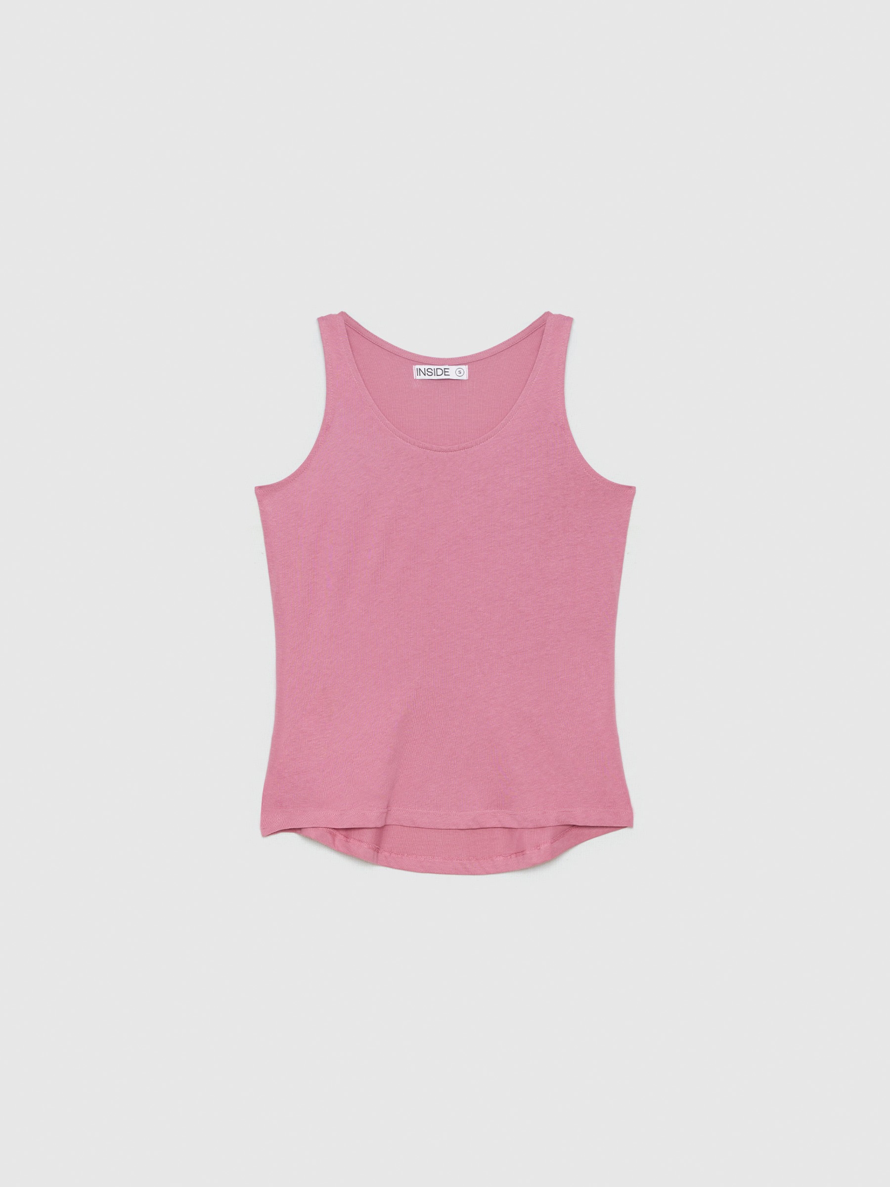 Camiseta básica sin mangas malva vista media frontal
