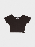 %Pto% Ribbed t-shirt with side straps black front view
