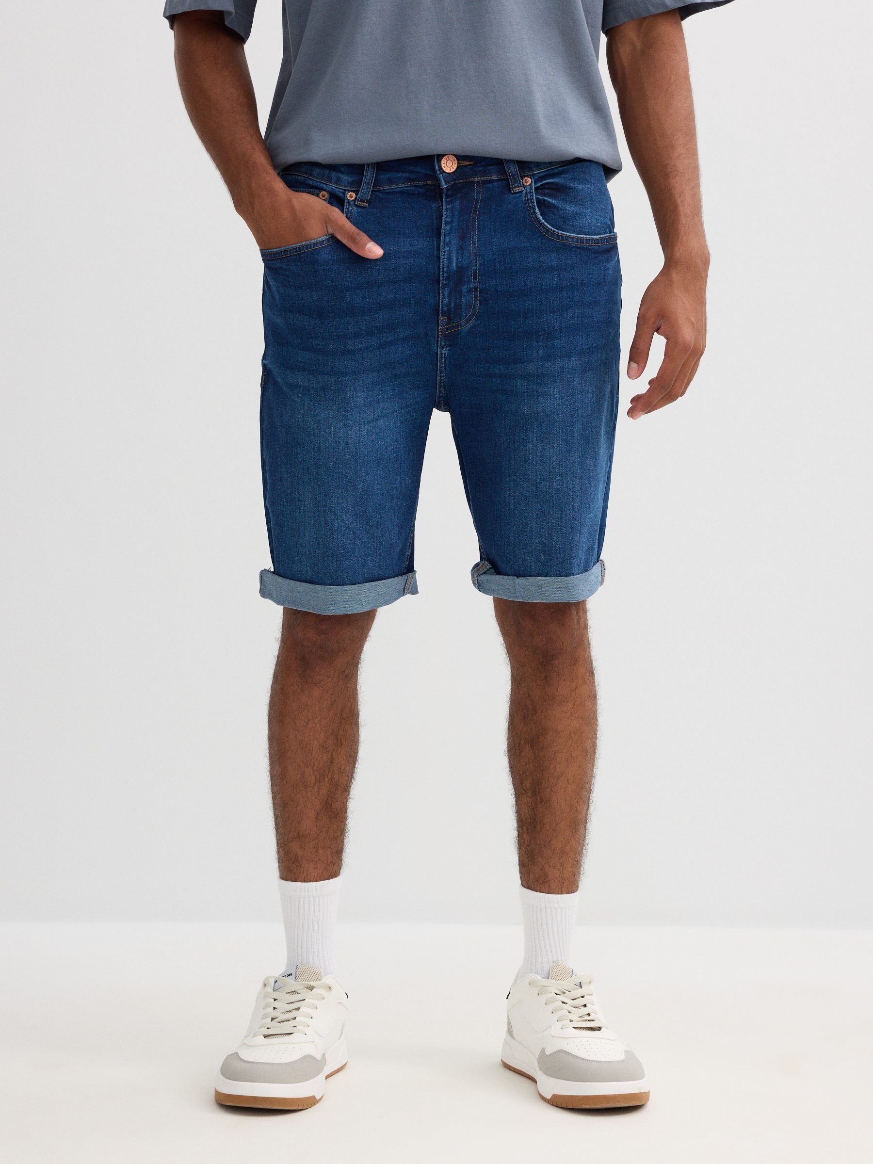 Bermudas jeans slim cinco bolsos