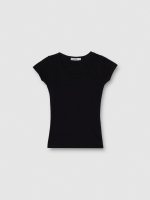 %Pto% Camiseta básica negra cuello pico negro vista frontal