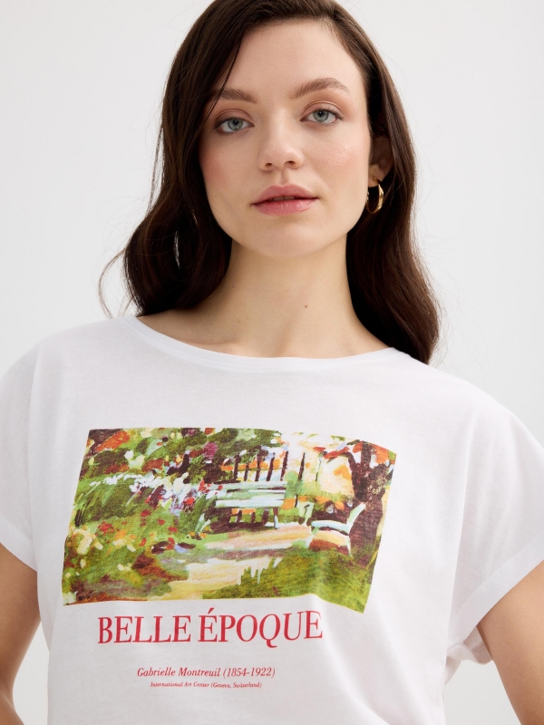 Sleeveless Belle Époque shirt white detail view