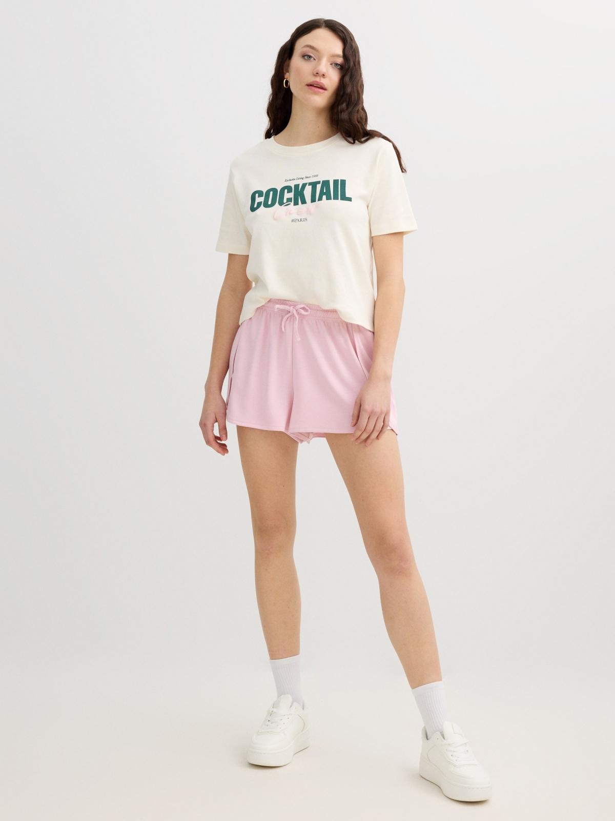 Cotton T-shirt Cocktail off white front view