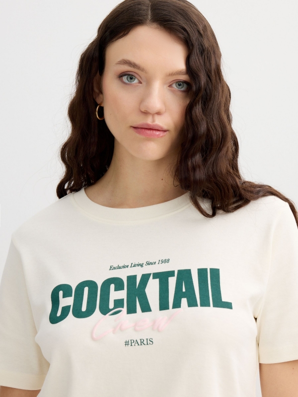 Camiseta algodão Cocktail off white vista detalhe