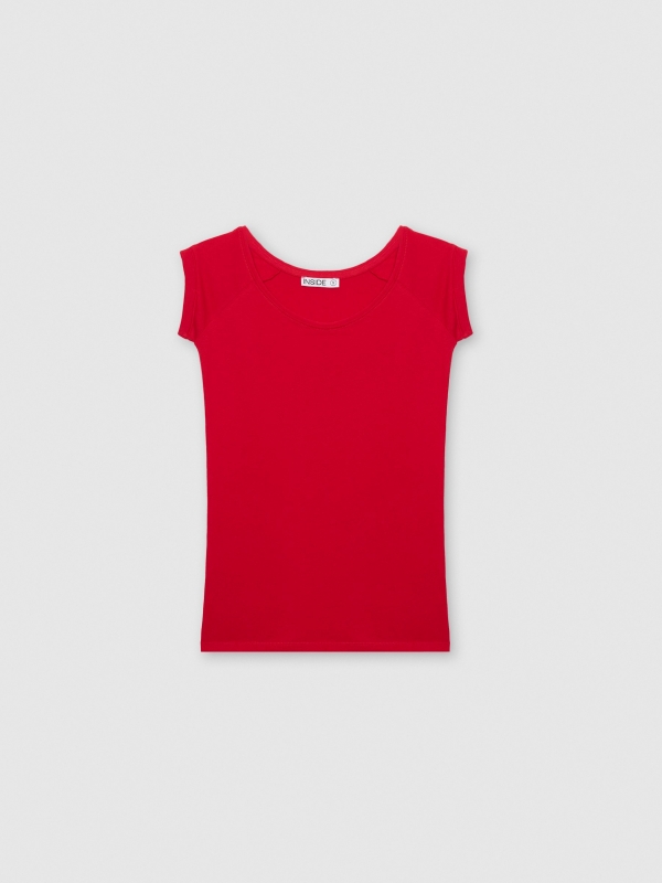  Camiseta básica slim negra carmín vista frontal