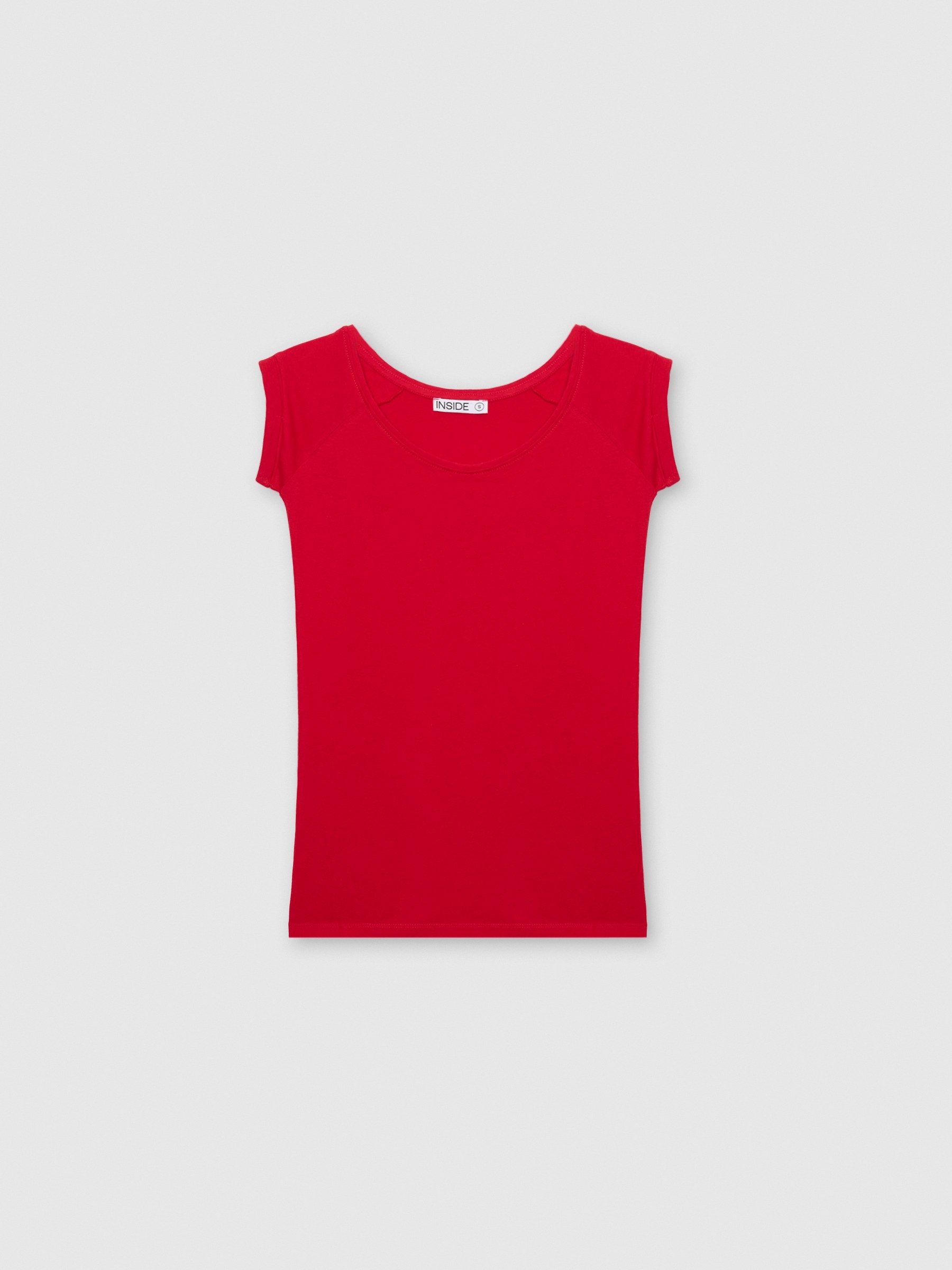 Camiseta básica slim preta carmim vista meia frontal