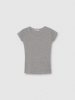 %Pto% Camiseta básica cuello pico gris melange vista frontal