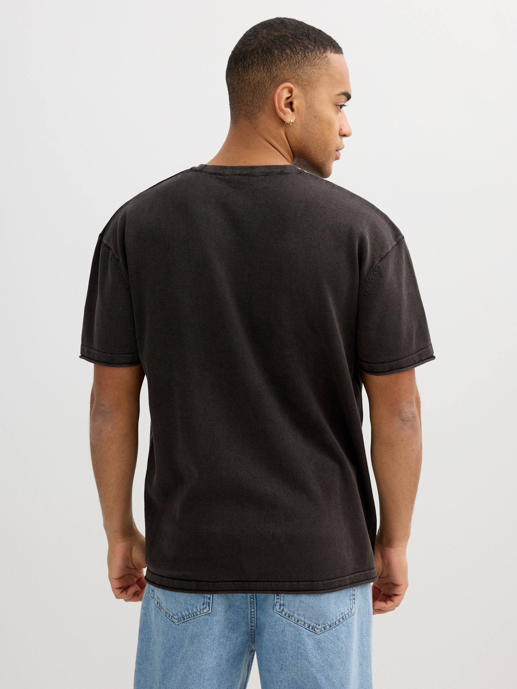 Camiseta básica de algodón negro negro vista media frontal