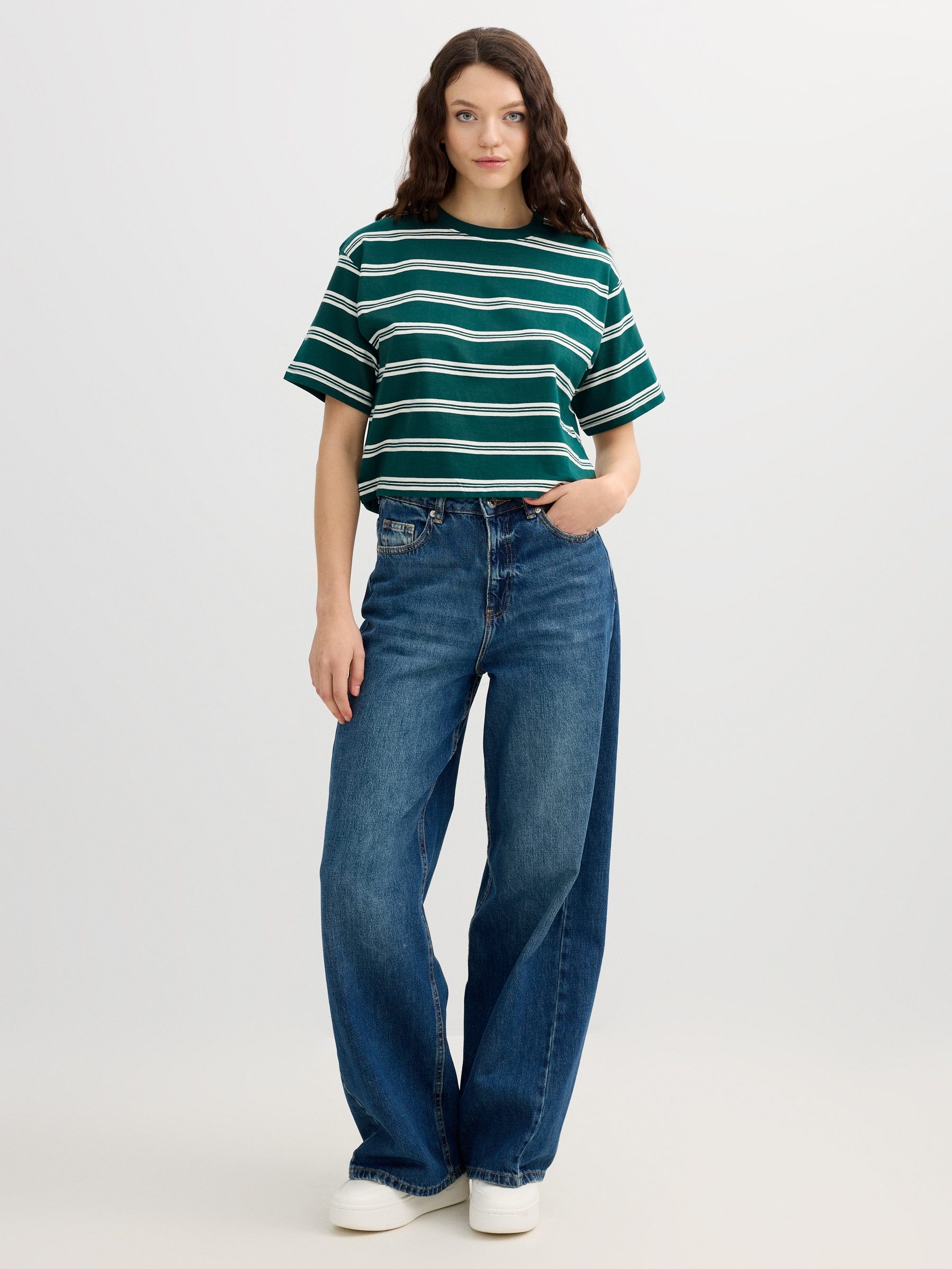 Camiseta crop rayas algodón