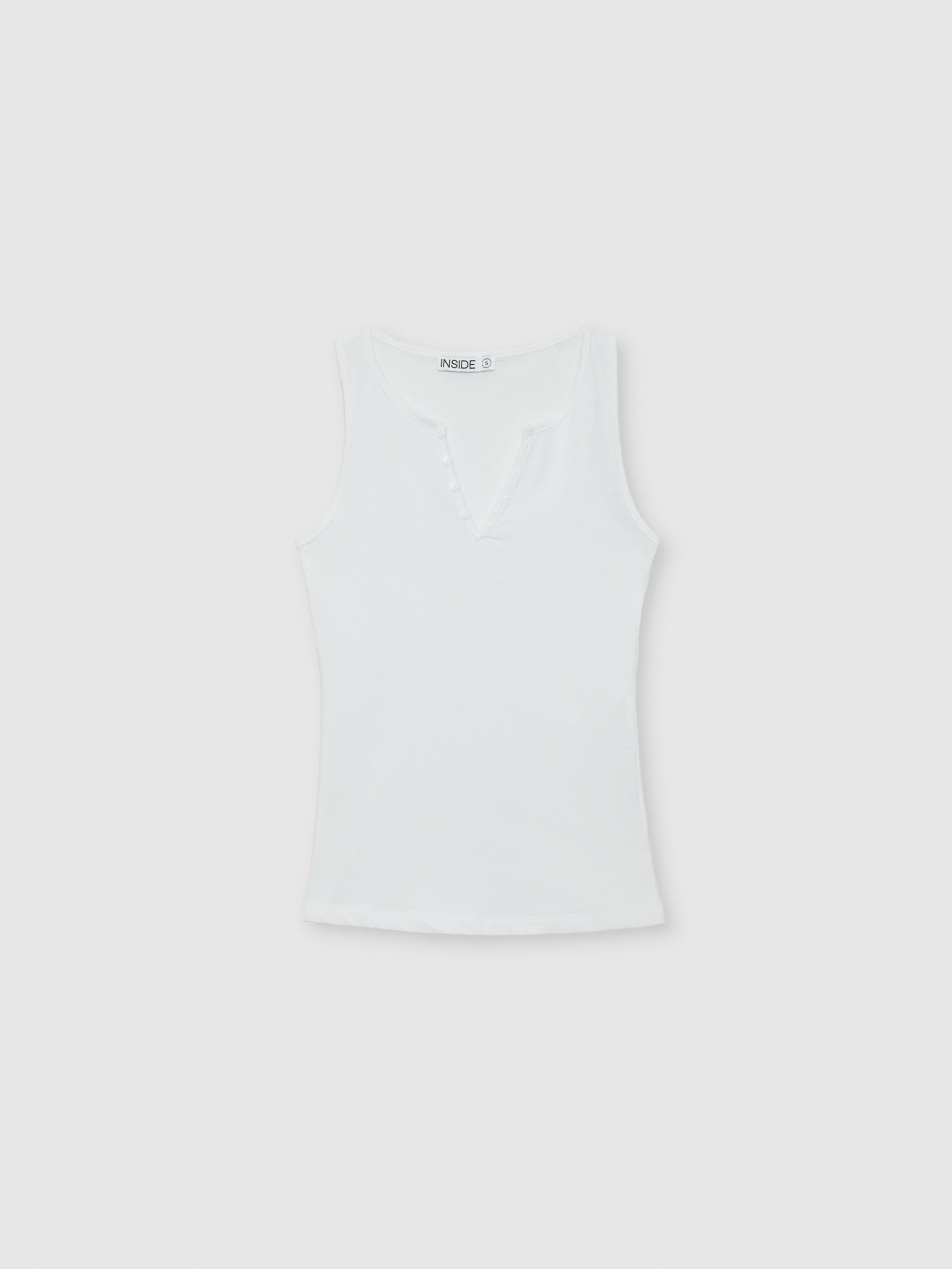 Camiseta sin mangas con botones blanco vista media frontal