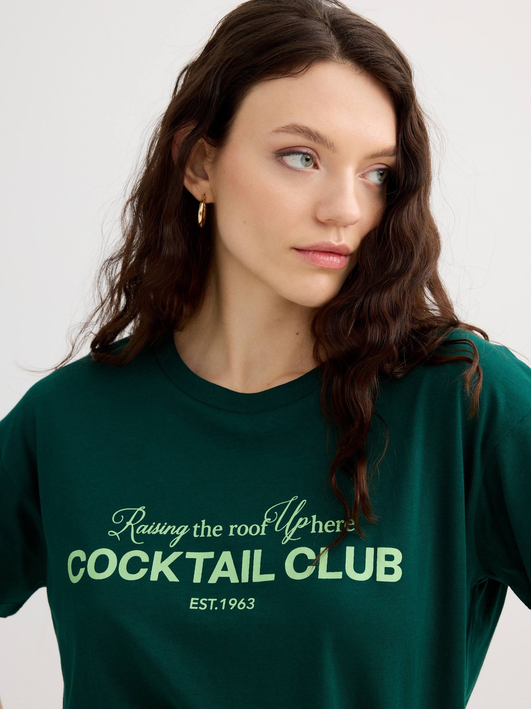 Cocktail Club T-shirt dark green middle front view