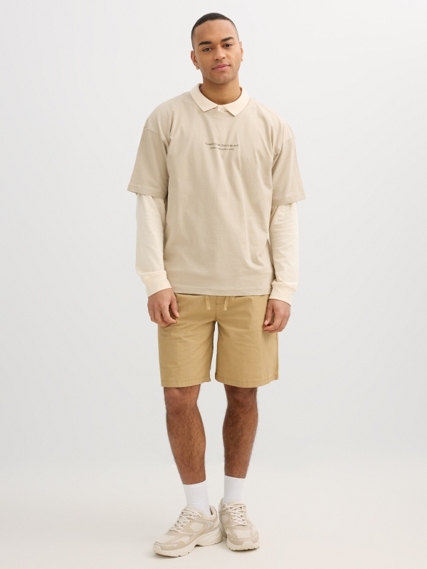 Beige t-shirt message raw front view