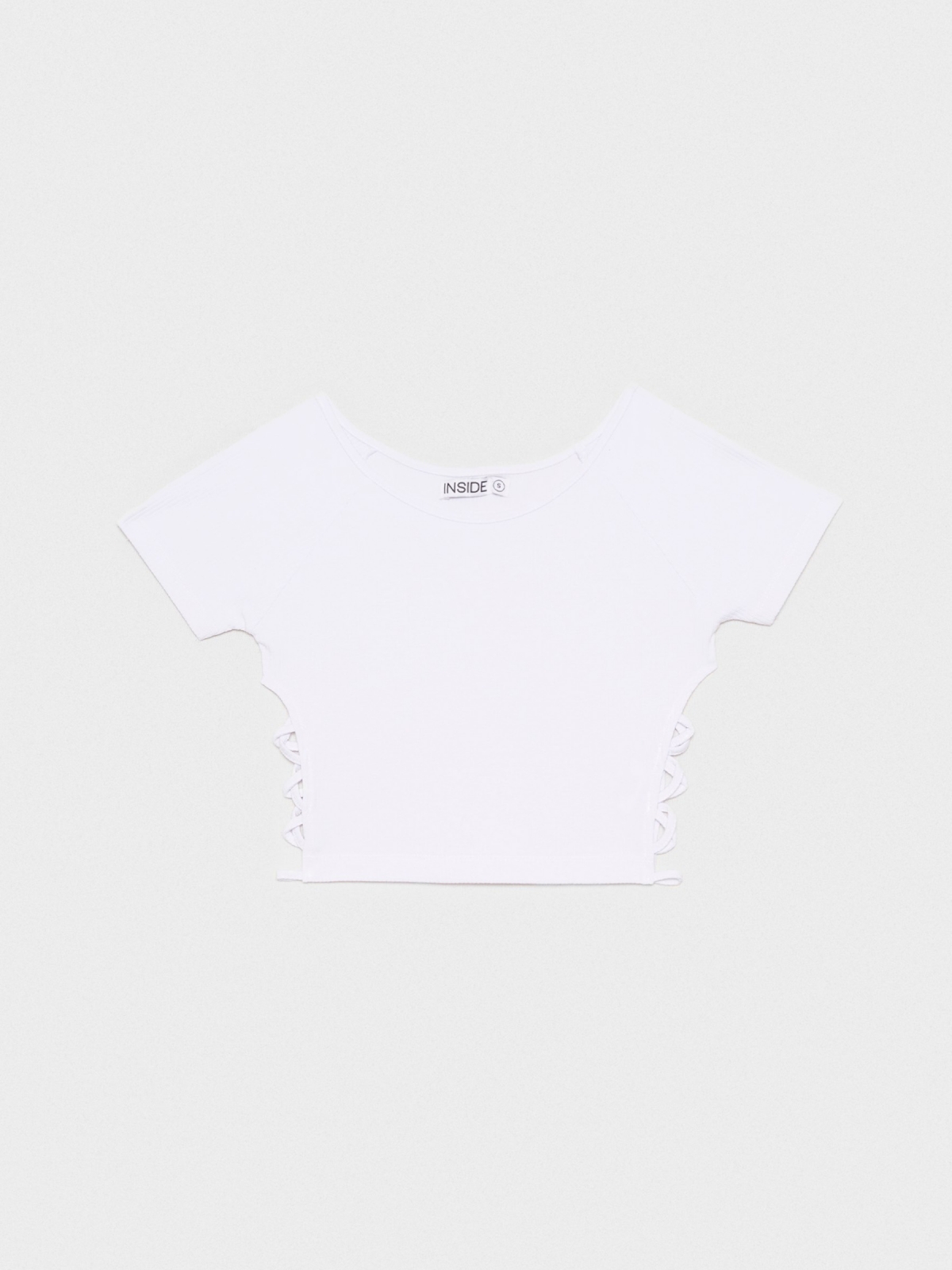 %Pto% Camiseta canalé con tiras laterales blanco vista frontal