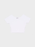 %Pto% Ribbed t-shirt with side straps white front view