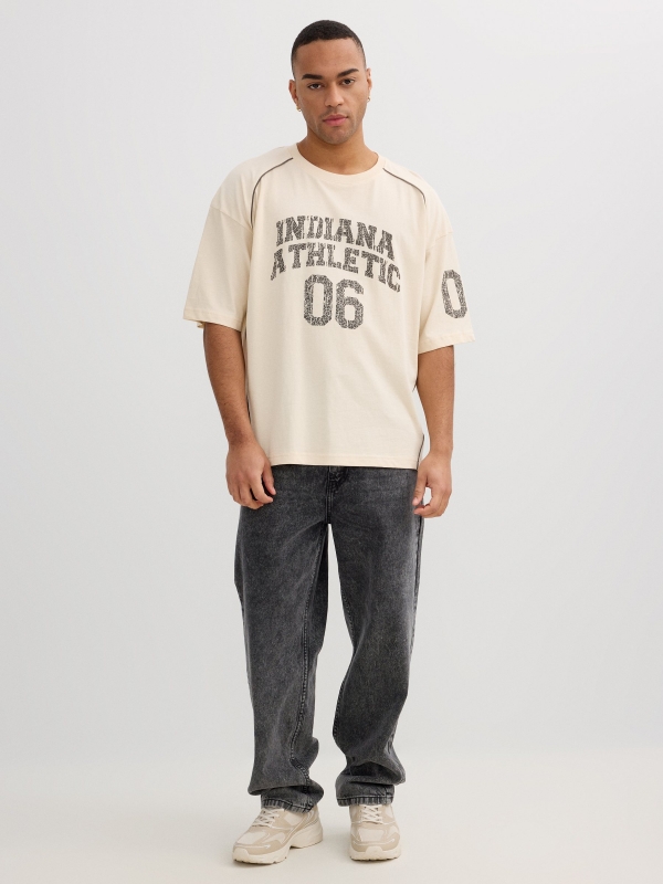 Camiseta Indiana Athletic 06 blanco roto vista general frontal