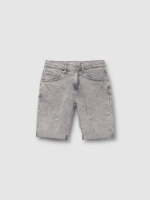 %Pto% Grey skinny denim Bermuda shorts light grey front view