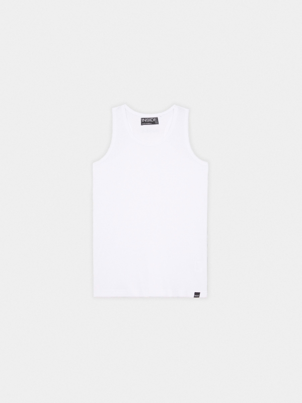  Basic ribbed tank top white front view