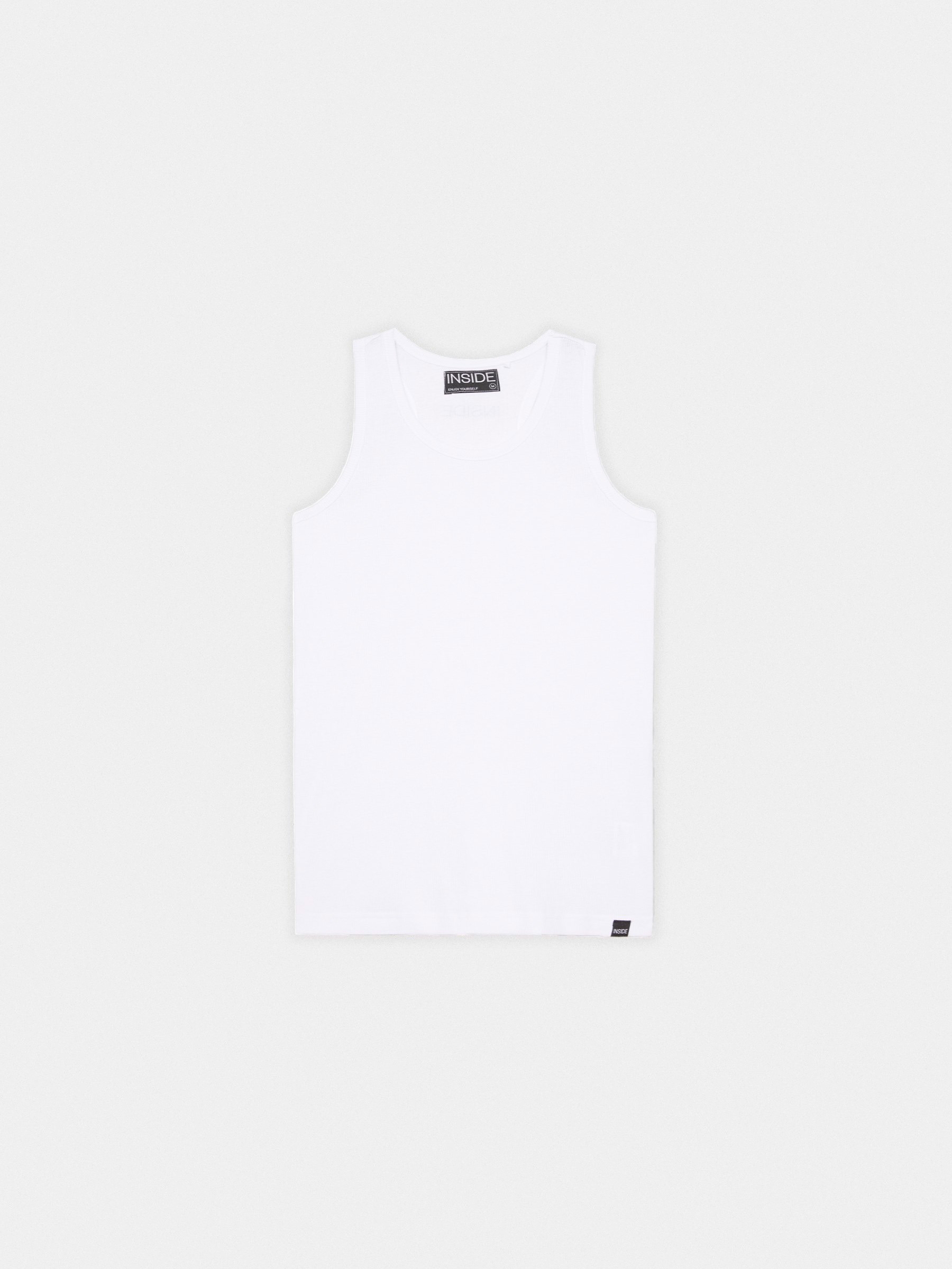 Basic ribbed tank top white middle front view