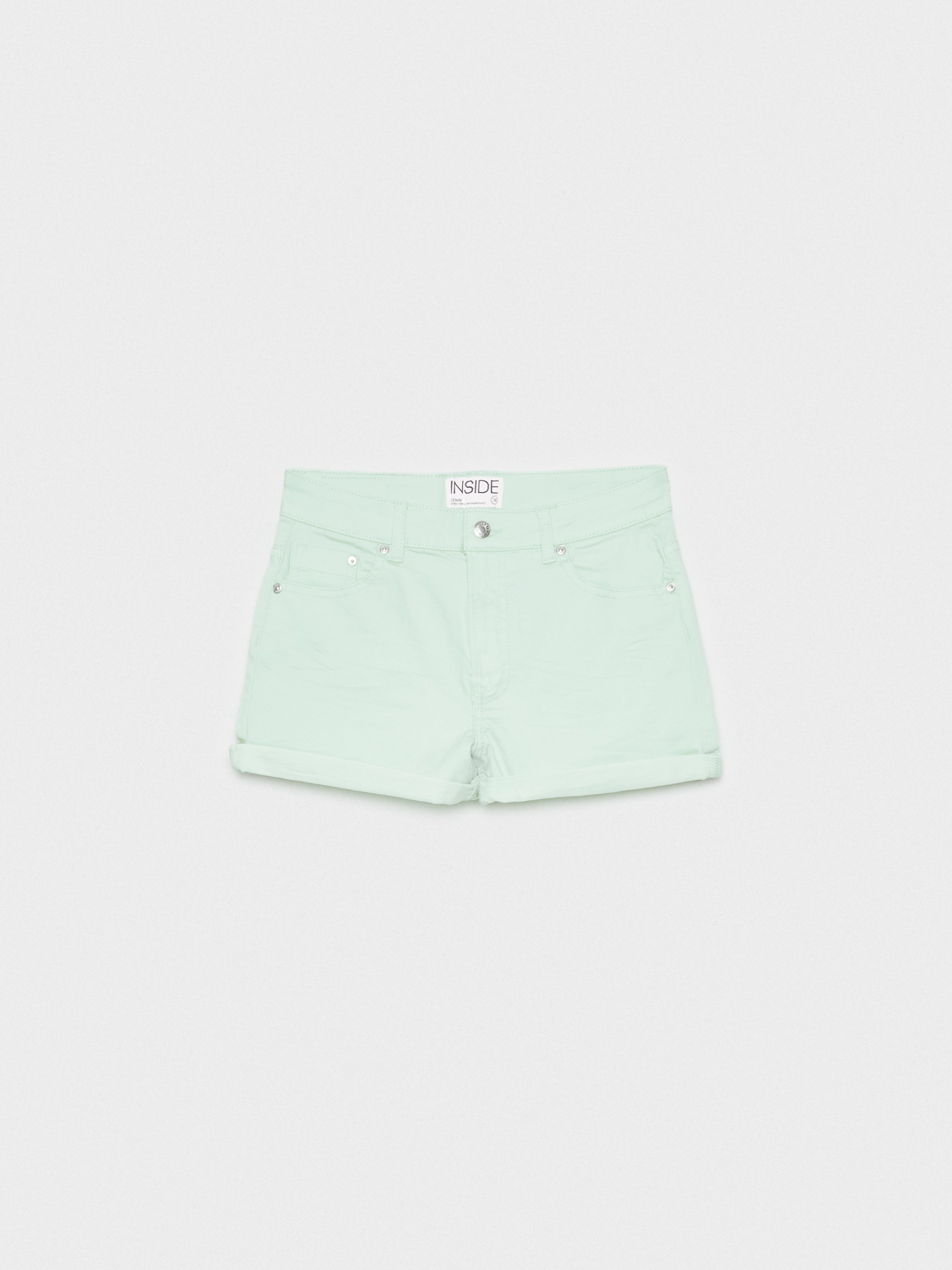 Shorts sarga tiro medio menta vista media frontal