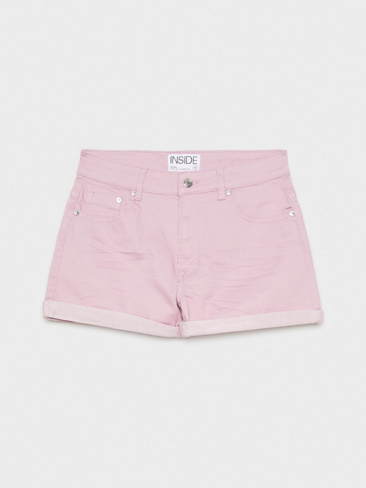 %Pto% Shorts sarja tiro médio malva vista frontal