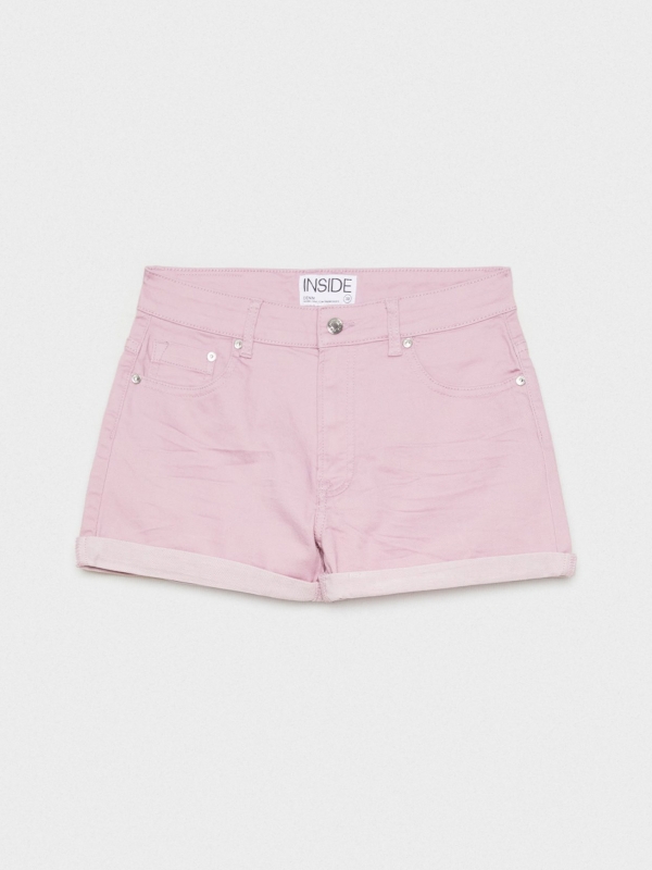  Shorts sarja tiro médio malva vista frontal