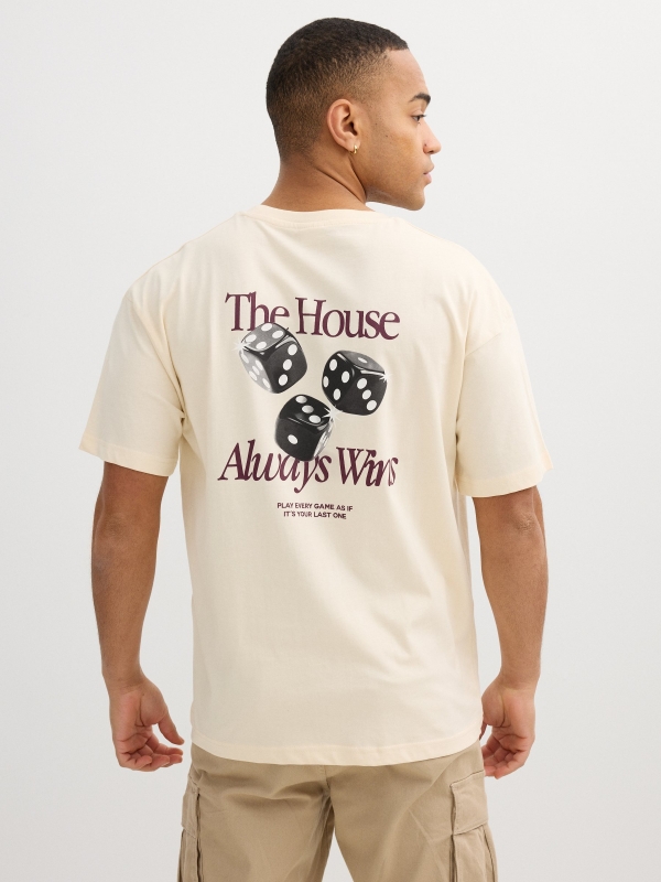 Camiseta mensagem algodão off white vista meia traseira