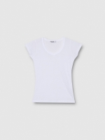 %Pto% Camiseta básica negra cuello pico blanco vista frontal