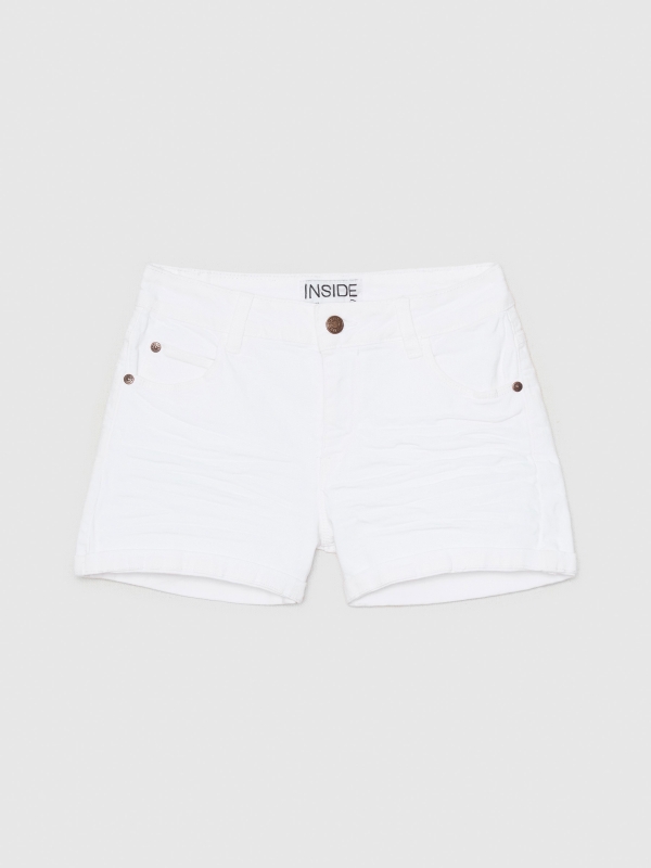  Bermuda sarja cintura média slim branco vista frontal