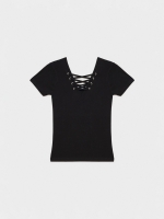 %Pto% Camiseta preta alças decote preto vista frontal