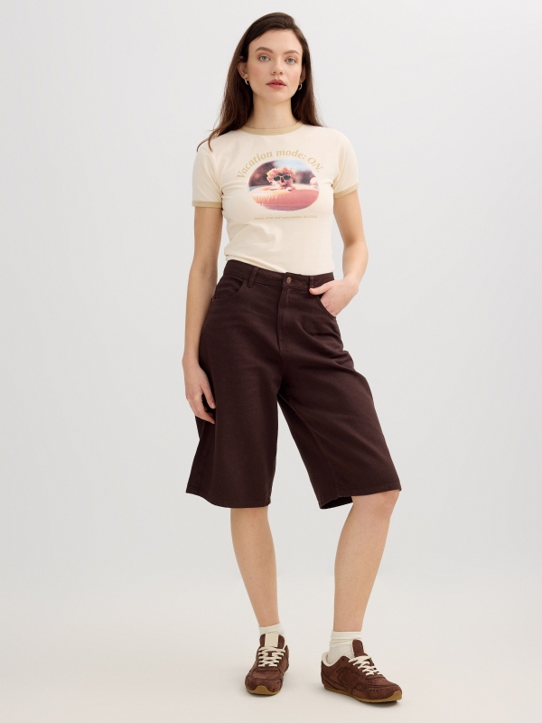 Vacation contrast T-shirt off white front view