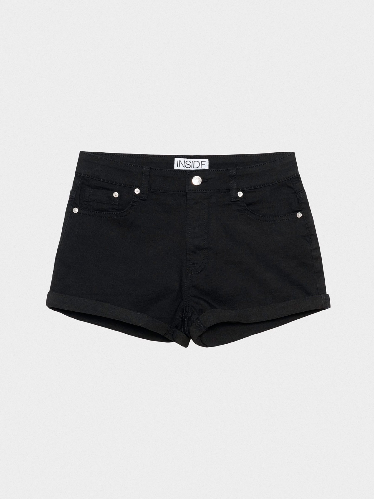 %Pto% Shorts sarga tiro medio negro vista frontal