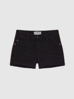 %Pto% Mid-rise slim fit sarga shorts black front view