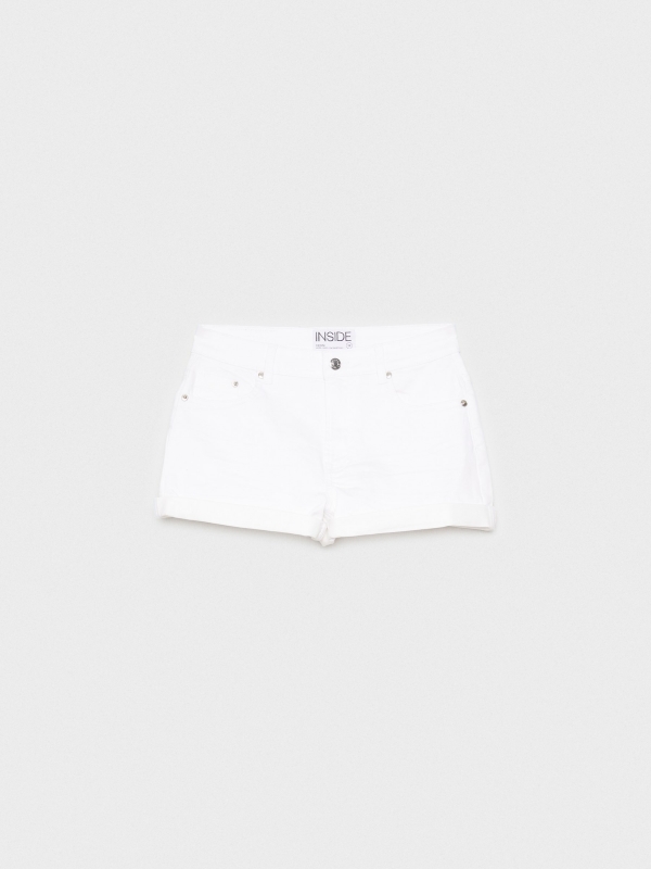 Mid-rise sarga shorts white detail view