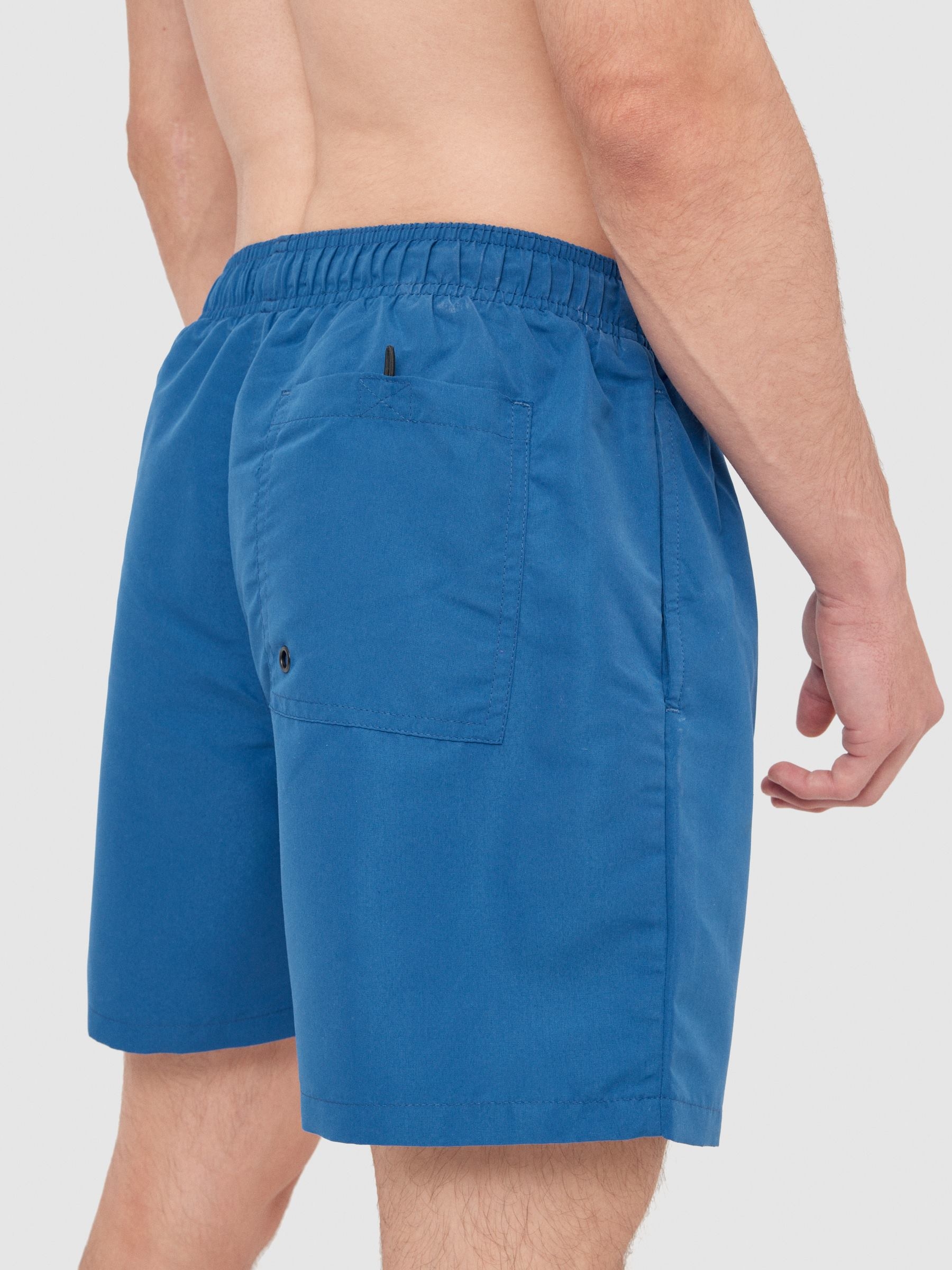 Basic swimsuit with pockets electric blue middle front view