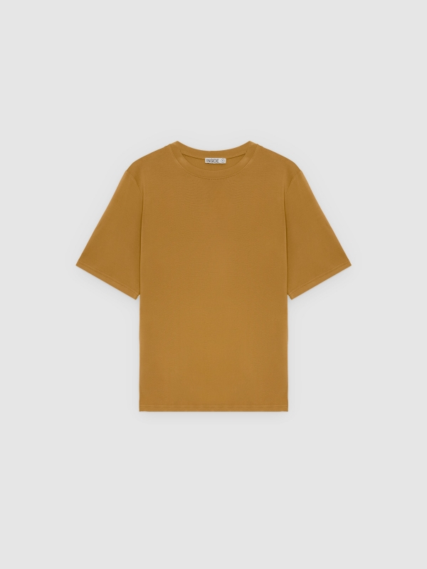  Camiseta viscosa oversize marrón caldera vista frontal