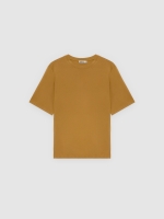 %Pto% Oversized viscose t-shirt caldera brown front view