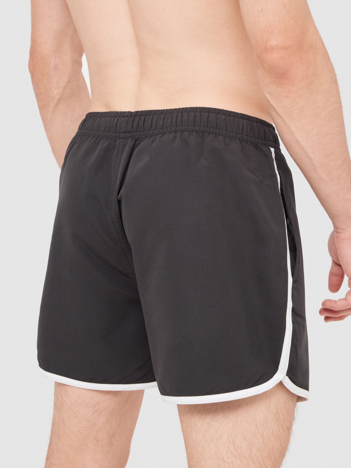 %Pto% Contrast trim short swimsuit black