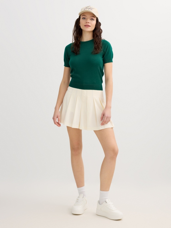 Basic green round neck jersey dark green front view