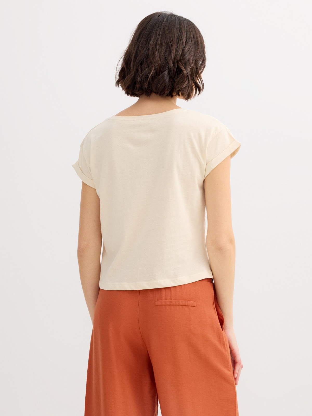 Cotton tiger t-shirt sand middle back view