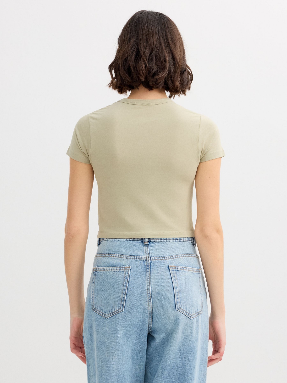 Cotton t-shirt trust greyish green middle back view