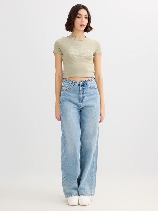 Cotton t-shirt trust greyish green front view