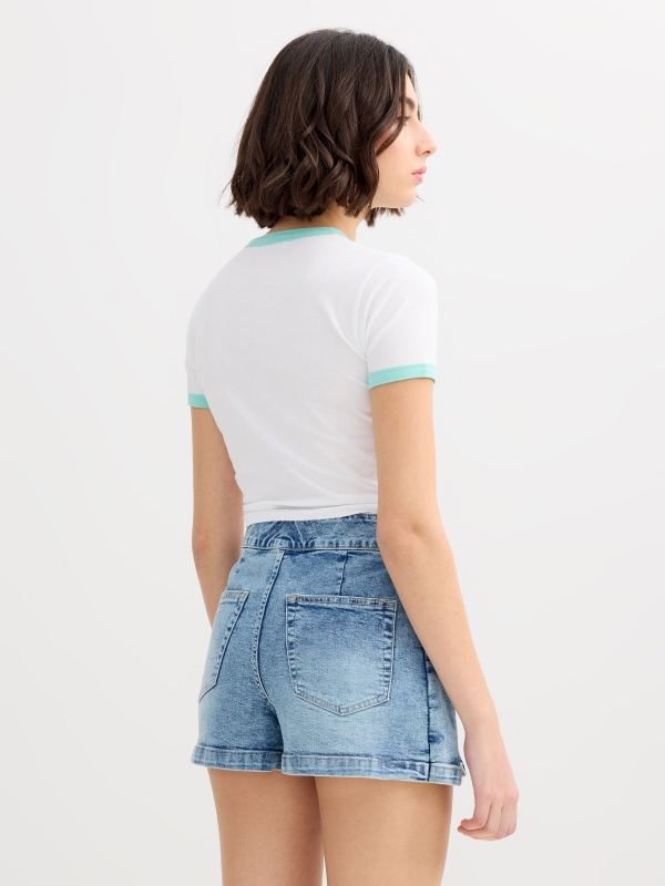 Miami Beach crop top shirt white middle back view