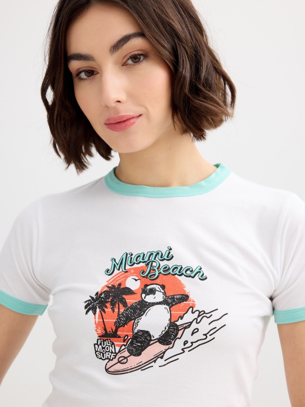 Miami Beach crop top shirt white detail view
