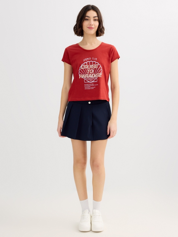 Camiseta verão paraíso terracota vista geral frontal