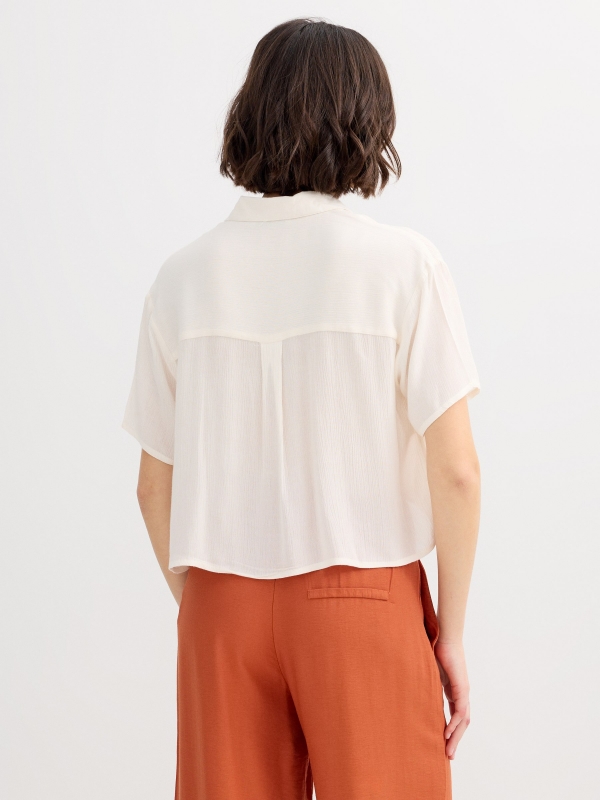 Crop bambula shirt beige middle back view