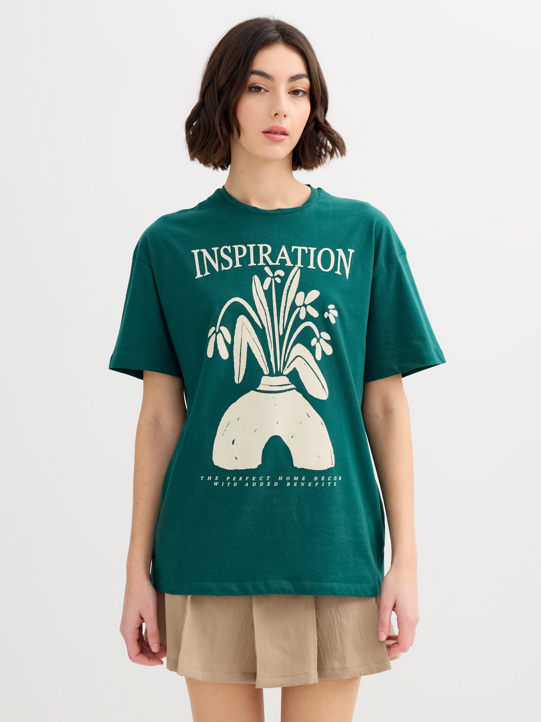 Camiseta Inspiration verde escuro vista meia frontal