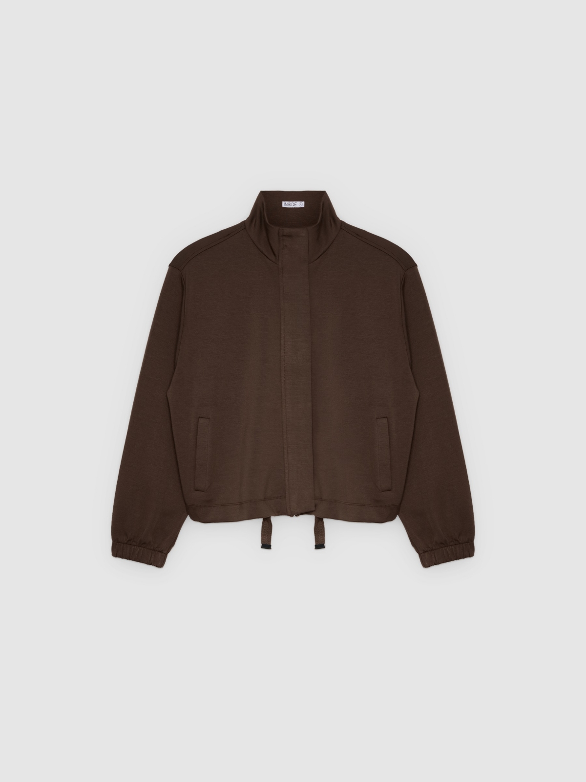 %Pto% Chaqueta básica  cuello perkins chocolate vista frontal