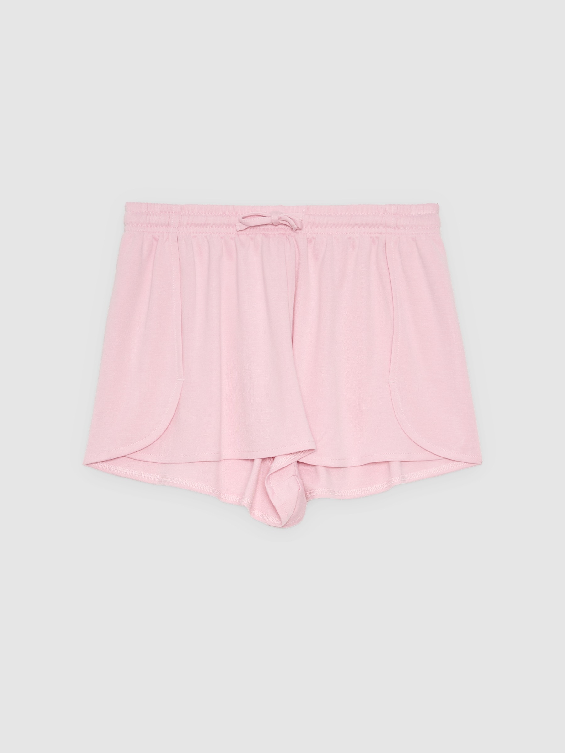Shorts fluidos rosa claro vista meia frontal