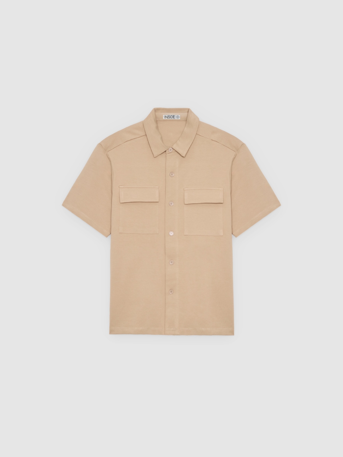 %Pto% Camisa clásica de algodón beige vista frontal