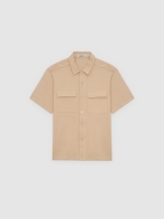 %Pto% Camisa clássica de algodão bege vista frontal